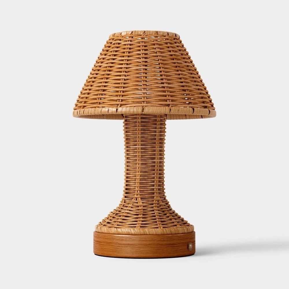 Threshold Woven Cordless Table Lamp Portable Battery LED Boho Decor Light